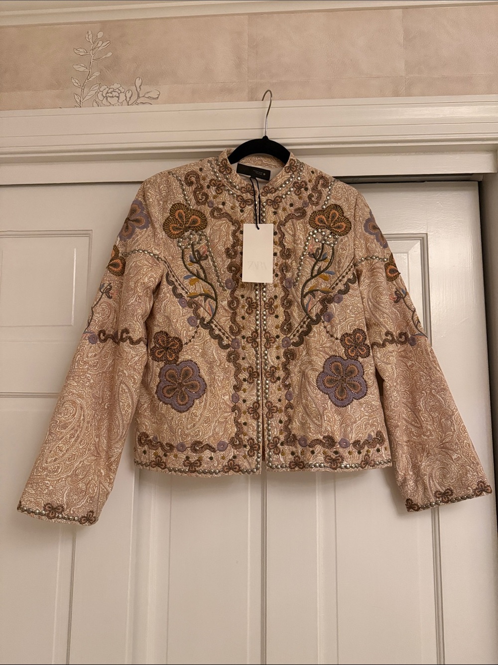 Zara embroidered paisley and floral jacket